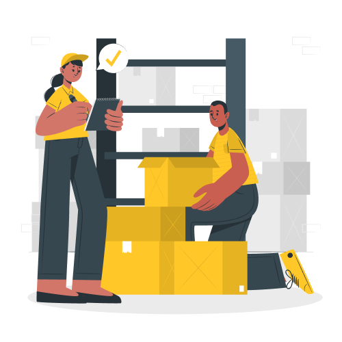 workers checking boxes